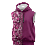 Hawaiian Tribal Elements Hibiscus Sleeveless Zip Hoodie Pink Pattern LT9 Pink - Polynesian Pride