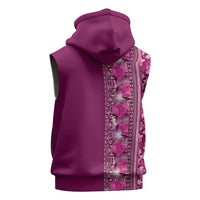 Hawaiian Tribal Elements Hibiscus Sleeveless Zip Hoodie Pink Pattern LT9 - Polynesian Pride
