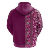 Hawaiian Tribal Elements Hibiscus Zip Hoodie Pink Pattern - Polynesian Pride