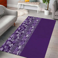 Hawaiian Tribal Elements Hibiscus Area Rug Purple Pattern - Polynesian Pride
