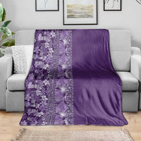 Hawaiian Tribal Elements Hibiscus Blanket Purple Pattern - Polynesian Pride