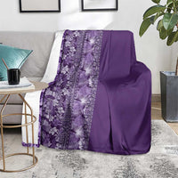 Hawaiian Tribal Elements Hibiscus Blanket Purple Pattern - Polynesian Pride