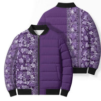 Hawaiian Tribal Elements Hibiscus Bomber Puffer Jacket Purple Pattern - Polynesian Pride