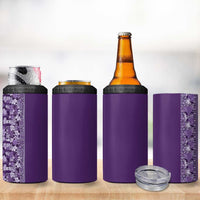 Hawaiian Tribal Elements Hibiscus 4 in 1 Can Cooler Tumbler Purple Pattern - Polynesian Pride