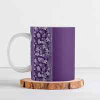Hawaiian Tribal Elements Hibiscus Ceramic Mug Purple Pattern - Polynesian Pride
