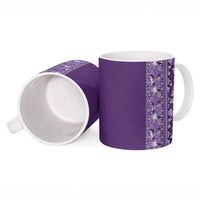 Hawaiian Tribal Elements Hibiscus Ceramic Mug Purple Pattern - Polynesian Pride