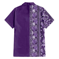 Hawaiian Tribal Elements Hibiscus Family Matching Tank Maxi Dress and Hawaiian Shirt Purple Pattern - Polynesian Pride