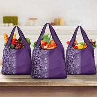 Hawaiian Tribal Elements Hibiscus Grocery Bag Purple Pattern - Polynesian Pride