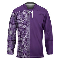 Hawaiian Tribal Elements Hibiscus Hockey Jersey Purple Pattern LT9 Unisex Purple - Polynesian Pride