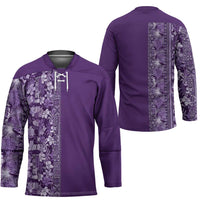 Hawaiian Tribal Elements Hibiscus Hockey Jersey Purple Pattern LT9 - Polynesian Pride