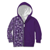 Hawaiian Tribal Elements Hibiscus Kid Hoodie Purple Pattern - Polynesian Pride