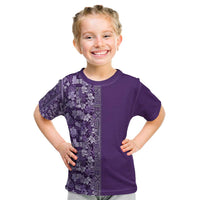 Hawaiian Tribal Elements Hibiscus Kid T Shirt Purple Pattern - Polynesian Pride