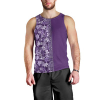 Hawaiian Tribal Elements Hibiscus Men Tank Top Purple Pattern - Polynesian Pride
