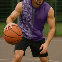 Hawaiian Tribal Elements Hibiscus Sleeveless Hoodie Purple Pattern - Polynesian Pride