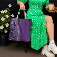 Hawaiian Tribal Elements Hibiscus Tote Bag Purple Pattern - Polynesian Pride