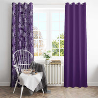 Hawaiian Tribal Elements Hibiscus Window Curtain Purple Pattern - Polynesian Pride