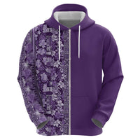 Hawaiian Tribal Elements Hibiscus Zip Hoodie Purple Pattern - Polynesian Pride
