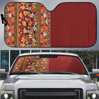 Hawaiian Tribal Elements Hibiscus Auto Sun Shade Red Pattern - Polynesian Pride