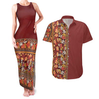 Hawaiian Tribal Elements Hibiscus Couples Matching Tank Maxi Dress and Hawaiian Shirt Red Pattern - Polynesian Pride