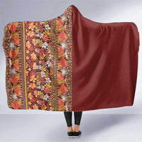 Hawaiian Tribal Elements Hibiscus Hooded Blanket Red Pattern - Polynesian Pride