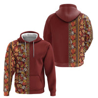 Hawaiian Tribal Elements Hibiscus Zip Hoodie Red Pattern - Polynesian Pride