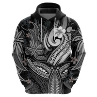 Polynesia Hoodie Whale Tale and Polynesian Sunset Plumeria Black LT9 - Polynesian Pride