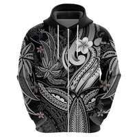 Polynesia Hoodie Whale Tale and Polynesian Sunset Plumeria Black LT9 - Polynesian Pride