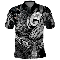 Polynesia Polo Shirt Whale Tale and Polynesian Sunset Plumeria Black LT9 Black - Polynesian Pride