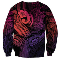 Polynesia Sweatshirt Whale Tale and Polynesian Sunset Plumeria Pink LT9 - Polynesian Pride