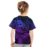 Polynesia Kid T Shirt Whale Tale and Polynesian Sunset Plumeria Purple LT9 - Polynesian Pride