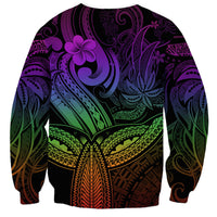 Polynesia Sweatshirt Whale Tale and Polynesian Sunset Plumeria Rainbow LT9 - Polynesian Pride