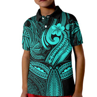 Polynesia Kid Polo Shirt Whale Tale and Polynesian Sunset Plumeria Turquoise LT9 Kid Turquoise - Polynesian Pride