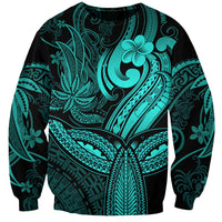 Polynesia Sweatshirt Whale Tale and Polynesian Sunset Plumeria Turquoise LT9 Unisex Turquoise - Polynesian Pride