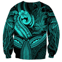 Polynesia Sweatshirt Whale Tale and Polynesian Sunset Plumeria Turquoise LT9 - Polynesian Pride