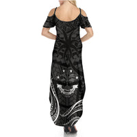 FSM Chuuk States Summer Maxi Dress Micronesia Vintage Polynesian Tribal Black Version LT9 - Polynesian Pride