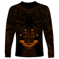 FSM Chuuk States Long Sleeve Shirt Micronesia Vintage Polynesian Tribal Gold Version LT9 - Polynesian Pride