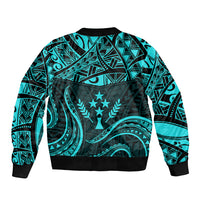 FSM Kosrae States Bomber Jacket Micronesia Vintage Polynesian Tribal Aqua Version LT9 - Polynesian Pride
