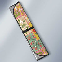 Mele Kalikimaka Hawaii Christmas Auto Sun Shade Melemele Mama Seamless Floral Motif - Polynesian Pride