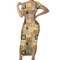 Mele Kalikimaka Hawaii Christmas Family Matching Short Sleeve Bodycon Dress and Hawaiian Shirt Melemele Mama Seamless Floral Motif - Polynesian Pride