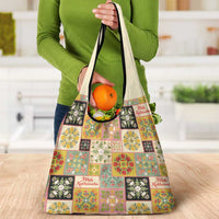 Mele Kalikimaka Hawaii Christmas Grocery Bag Melemele Mama Seamless Floral Motif - Polynesian Pride