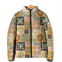 Mele Kalikimaka Hawaii Christmas Padded Jacket Melemele Mama Seamless Floral Motif - Polynesian Pride
