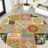 Mele Kalikimaka Hawaii Christmas Round Carpet Melemele Mama Seamless Floral Motif - Polynesian Pride