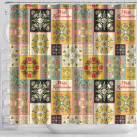 Mele Kalikimaka Hawaii Christmas Shower Curtain Melemele Mama Seamless Floral Motif - Polynesian Pride