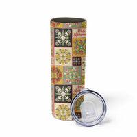 Mele Kalikimaka Hawaii Christmas Skinny Tumbler Melemele Mama Seamless Floral Motif - Polynesian Pride