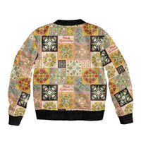 Mele Kalikimaka Hawaii Christmas Sleeve Zip Bomber Jacket Melemele Mama Seamless Floral Motif - Polynesian Pride