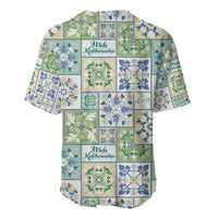 Mele Kalikimaka Hawaii Christmas Baseball Jersey Omaomao Seamless Floral Motif - Polynesian Pride