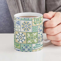 Mele Kalikimaka Hawaii Christmas Ceramic Mug Omaomao Seamless Floral Motif - Polynesian Pride