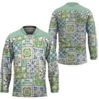 Mele Kalikimaka Hawaii Christmas Hockey Jersey Omaomao Seamless Floral Motif LT9 - Polynesian Pride