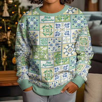 Mele Kalikimaka Hawaii Christmas Kid Ugly Christmas Sweater Omaomao Seamless Floral Motif - Polynesian Pride