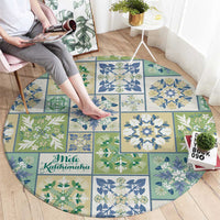 Mele Kalikimaka Hawaii Christmas Round Carpet Omaomao Seamless Floral Motif - Polynesian Pride